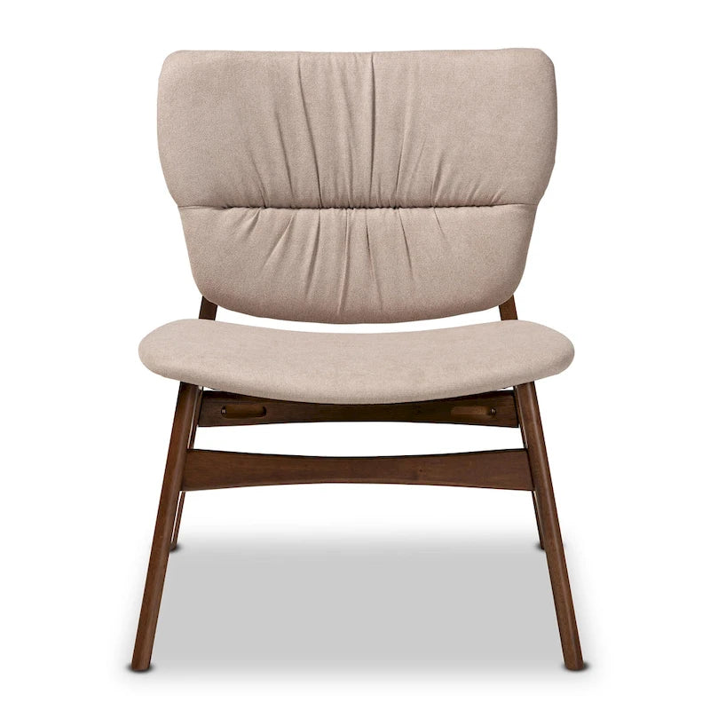 Fauteuil d'appoint Mid-Century Modern avec dossier capitonné et pieds inclinés en bois massif