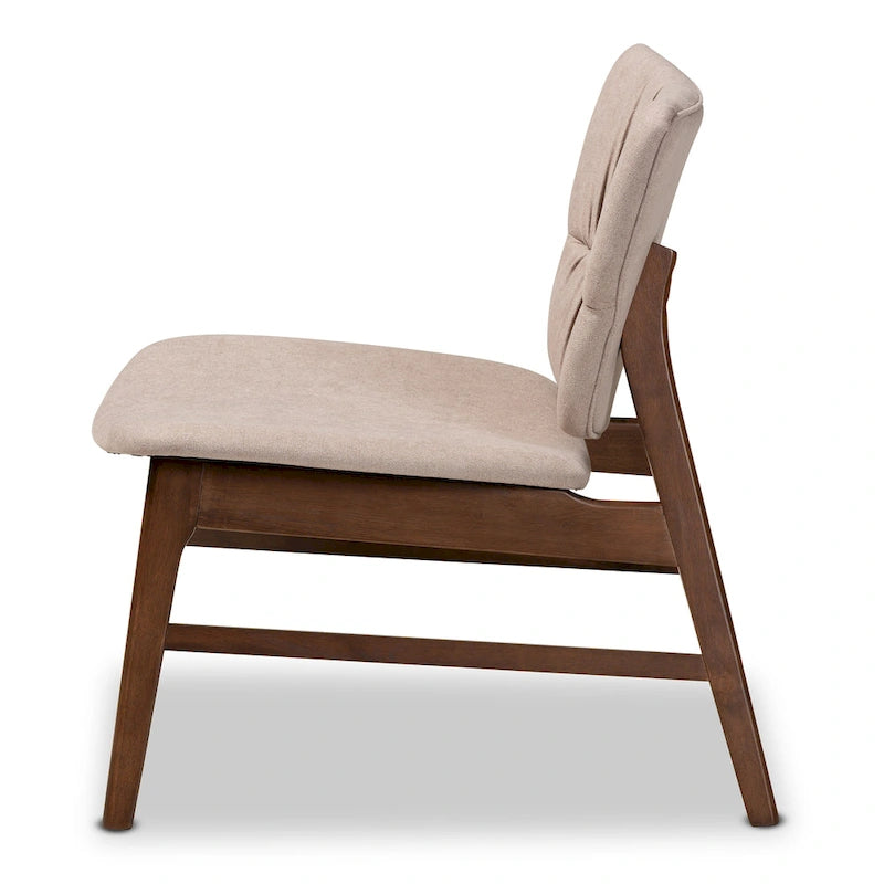 Fauteuil d'appoint Mid-Century Modern avec dossier capitonné et pieds inclinés en bois massif