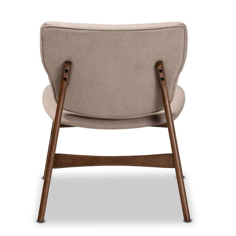 Fauteuil d'appoint Mid-Century Modern avec dossier capitonné et pieds inclinés en bois massif
