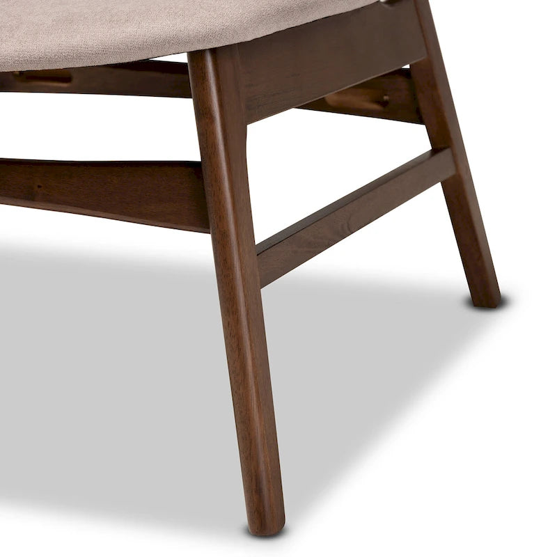 Fauteuil d'appoint Mid-Century Modern avec dossier capitonné et pieds inclinés en bois massif