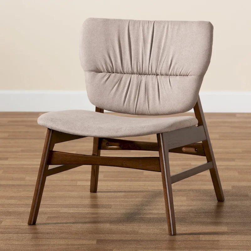 Fauteuil d'appoint Mid-Century Modern avec dossier capitonné et pieds inclinés en bois massif