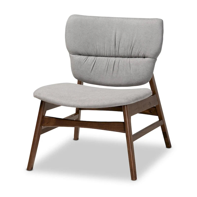 Fauteuil d'appoint Mid-Century Modern avec dossier capitonné et pieds inclinés en bois massif
