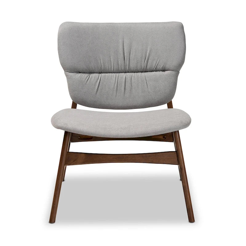 Fauteuil d'appoint Mid-Century Modern avec dossier capitonné et pieds inclinés en bois massif