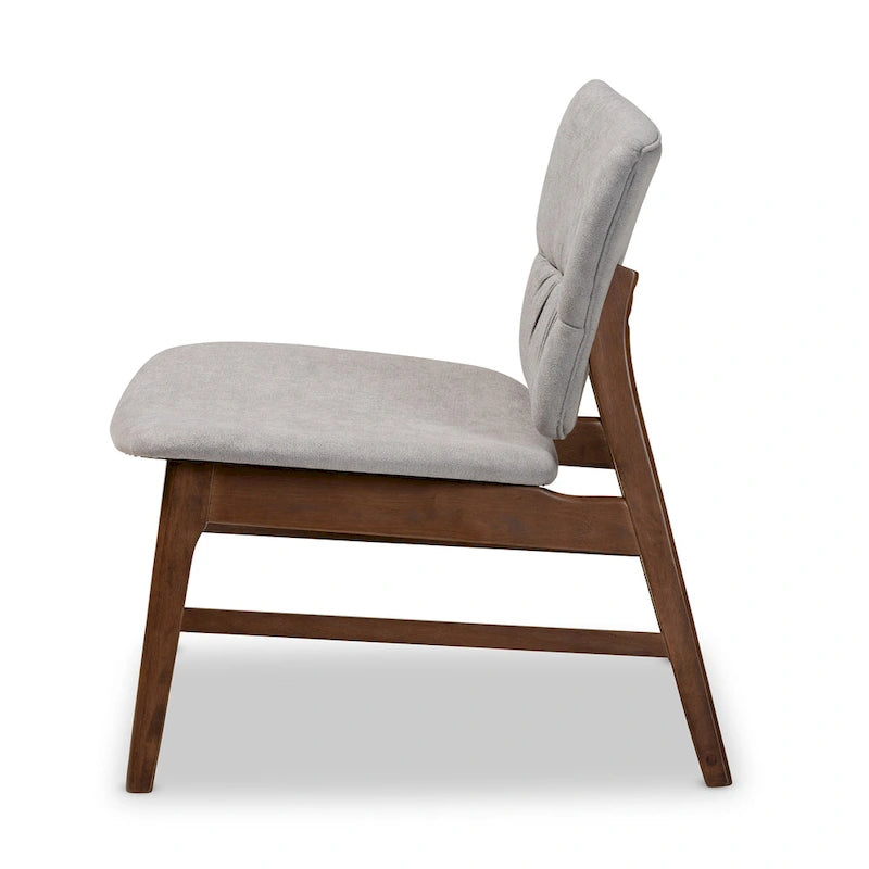 Fauteuil d'appoint Mid-Century Modern avec dossier capitonné et pieds inclinés en bois massif