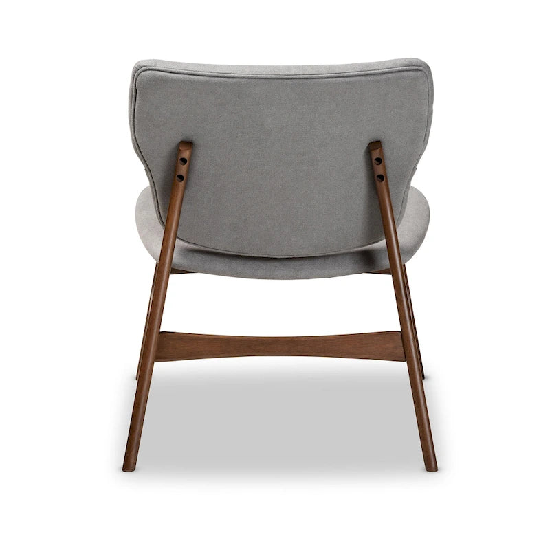 Fauteuil d'appoint Mid-Century Modern avec dossier capitonné et pieds inclinés en bois massif