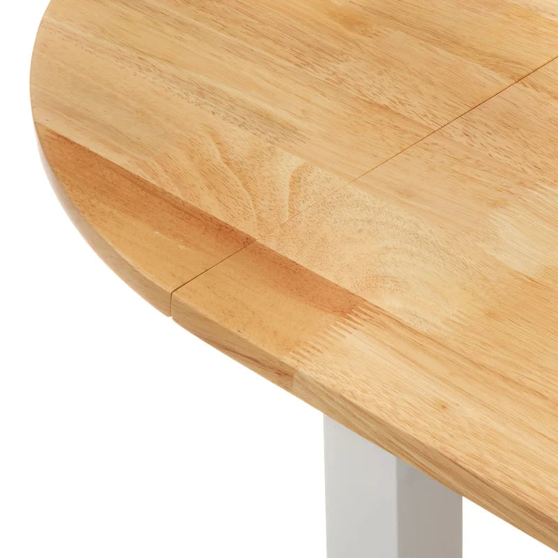 Table à manger à abattants en bois d'hévéa massif — Style ferme moderne, 3 places assises