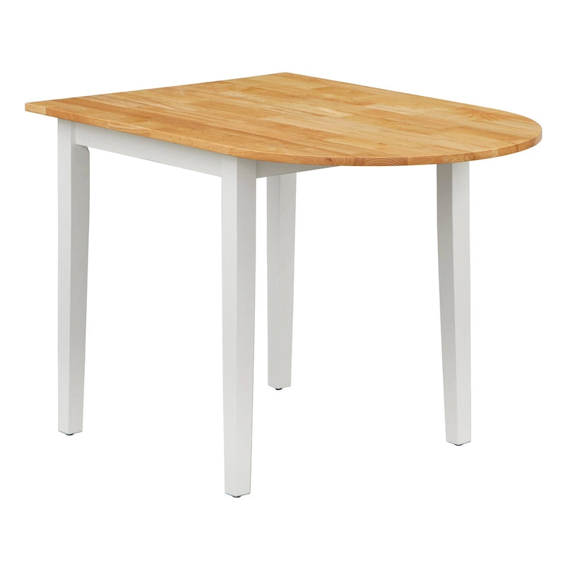 Table à manger à abattants en bois d'hévéa massif — Style ferme moderne, 3 places assises