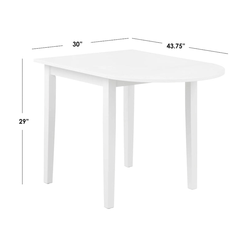 Table à manger à abattants en bois d'hévéa massif — Style ferme moderne, 3 places assises
