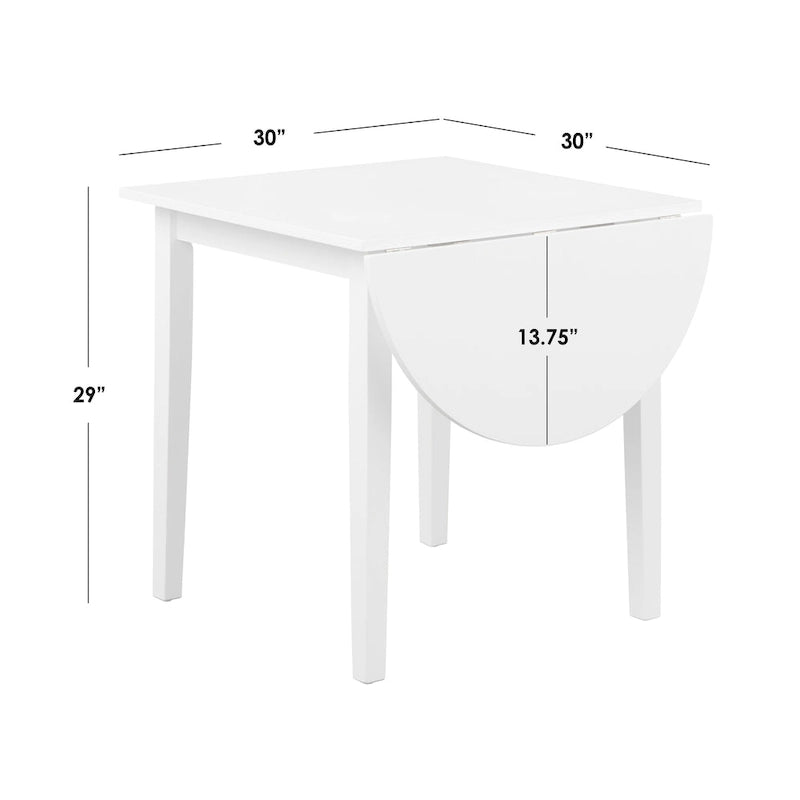 Table à manger à abattants en bois d'hévéa massif — Style ferme moderne, 3 places assises