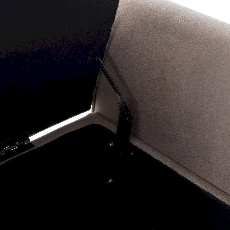Banc coffre de rangement capitonné de 48 po avec accoudoirs arrondis et pieds en bois massif