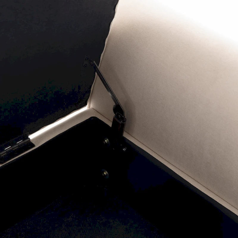 Banc coffre de rangement capitonné de 48 po avec accoudoirs arrondis et pieds en bois massif