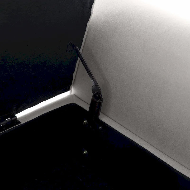 Banc coffre de rangement capitonné de 48 po avec accoudoirs arrondis et pieds en bois massif