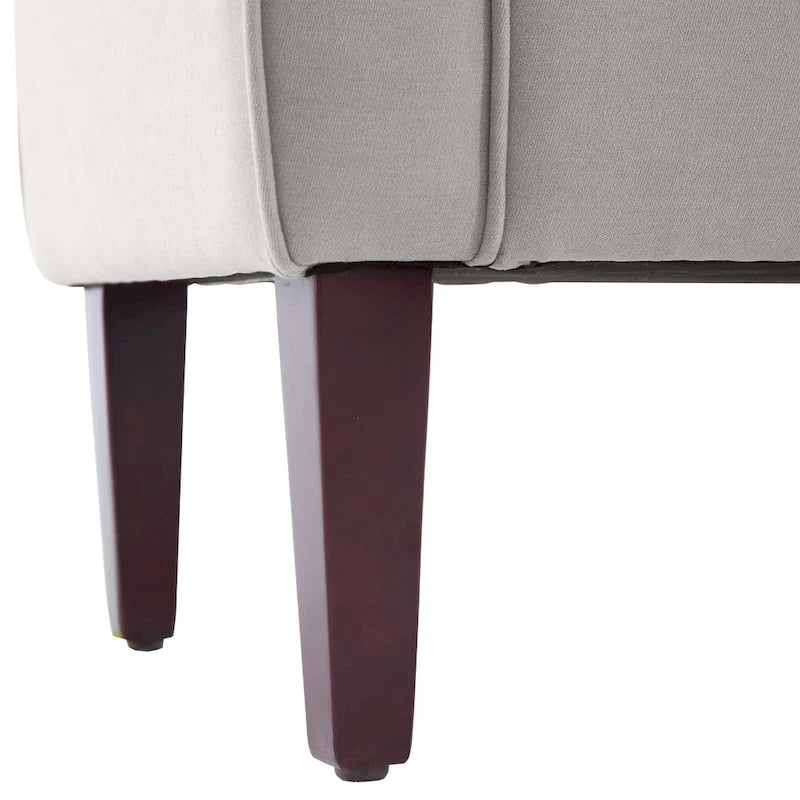 Banc coffre de rangement capitonné de 48 po avec accoudoirs arrondis et pieds en bois massif