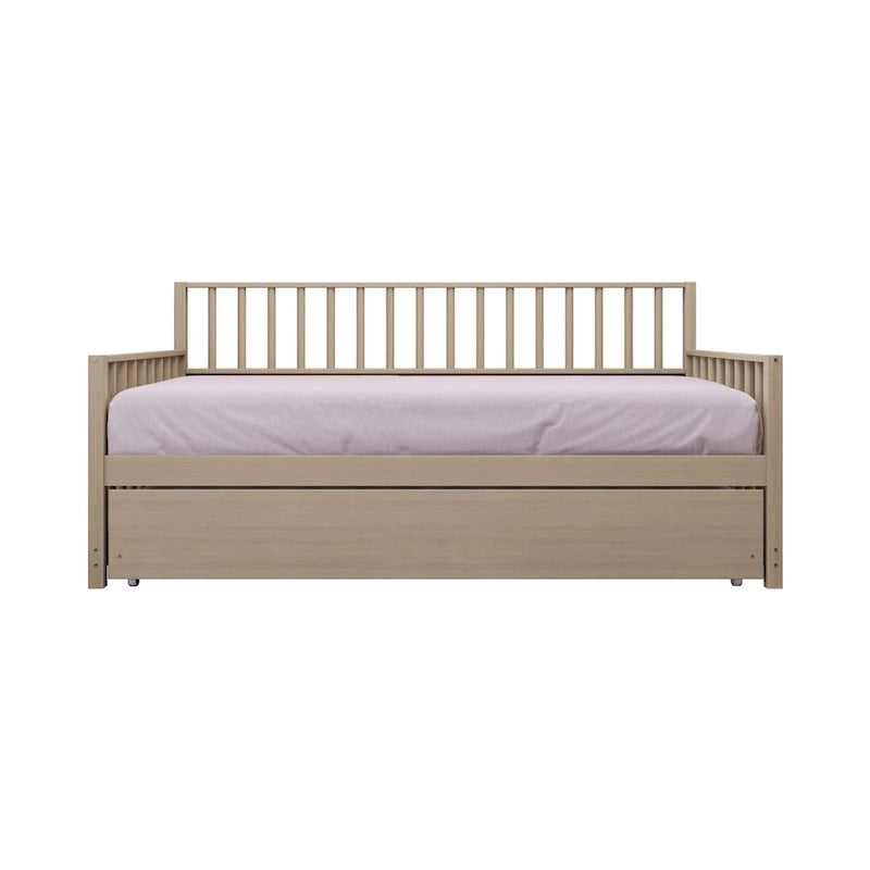 Lit de repos en bois massif de style vintage avec lit gigogne escamotable – Cadre en bois d'hévéa, support à lattes