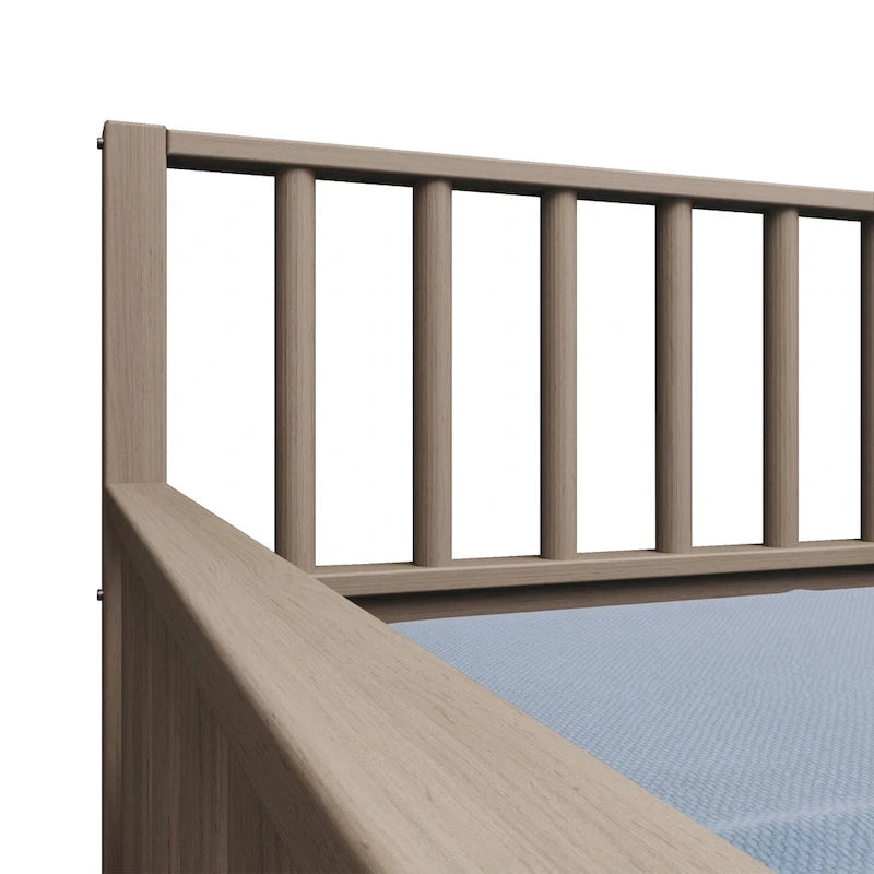 Lit de repos en bois massif de style vintage avec lit gigogne escamotable – Cadre en bois d'hévéa, support à lattes