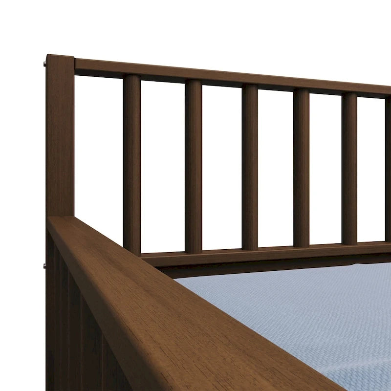 Lit de repos en bois massif de style vintage avec lit gigogne escamotable – Cadre en bois d'hévéa, support à lattes