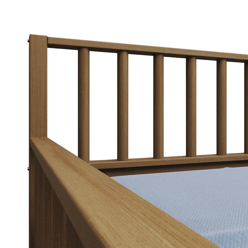 Lit de repos en bois massif de style vintage avec lit gigogne escamotable – Cadre en bois d'hévéa, support à lattes