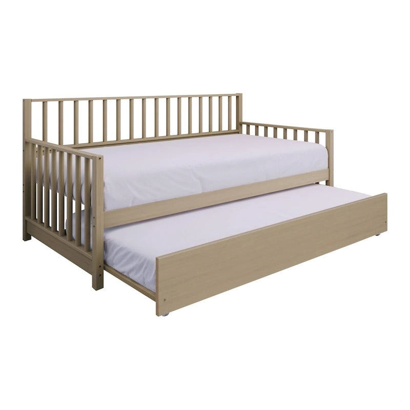 Lit de repos en bois massif de style vintage avec lit gigogne escamotable – Cadre en bois d'hévéa, support à lattes