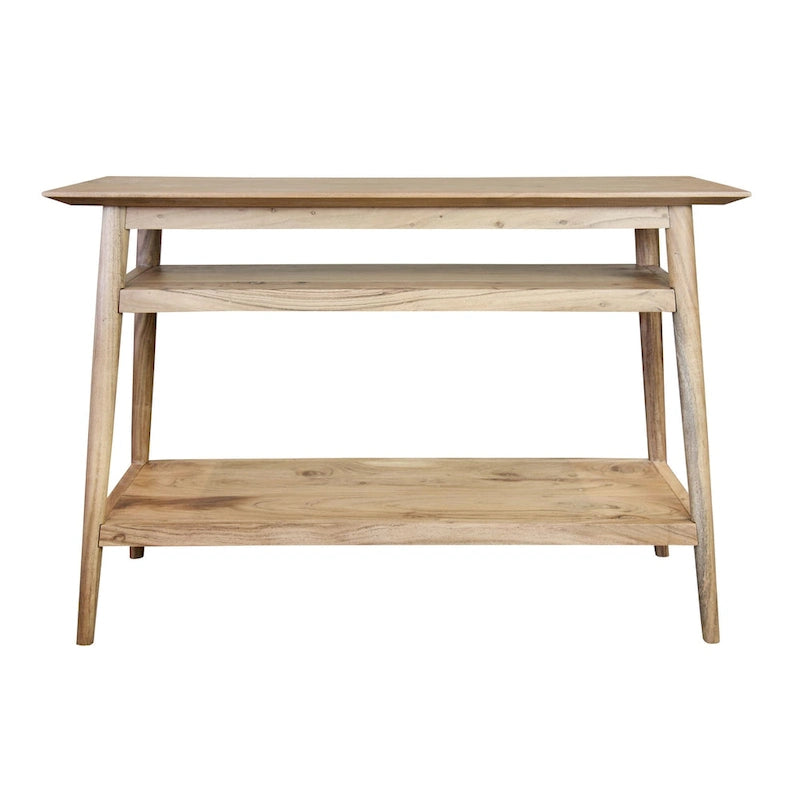 Solid Acacia Console Table with 2 Shelves