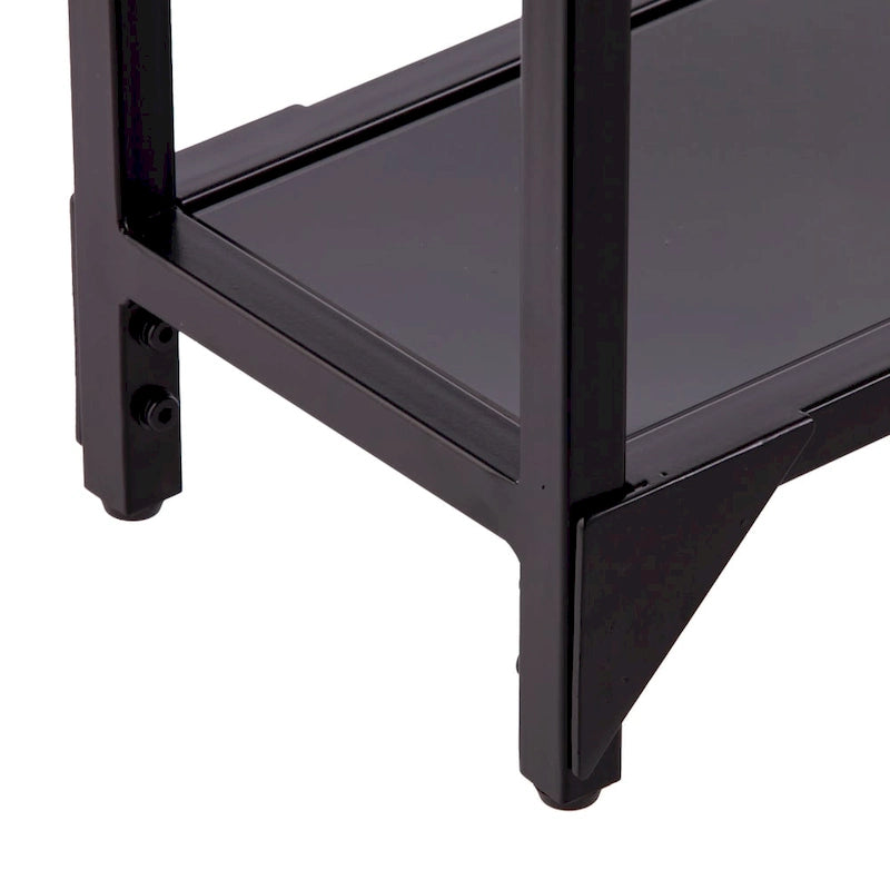 Console étroite en verre trempé et métal — Cadre thermolaqué, finition très brillante
