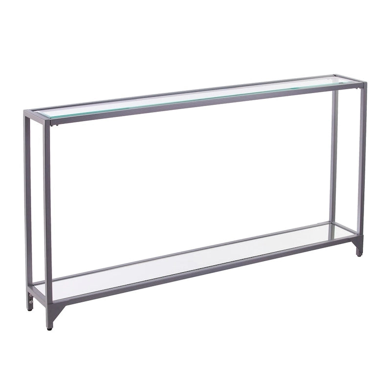Console étroite en verre trempé et métal — Cadre thermolaqué, finition très brillante