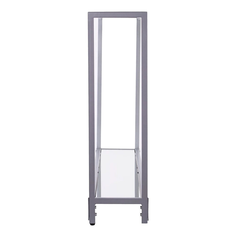 Console étroite en verre trempé et métal — Cadre thermolaqué, finition très brillante