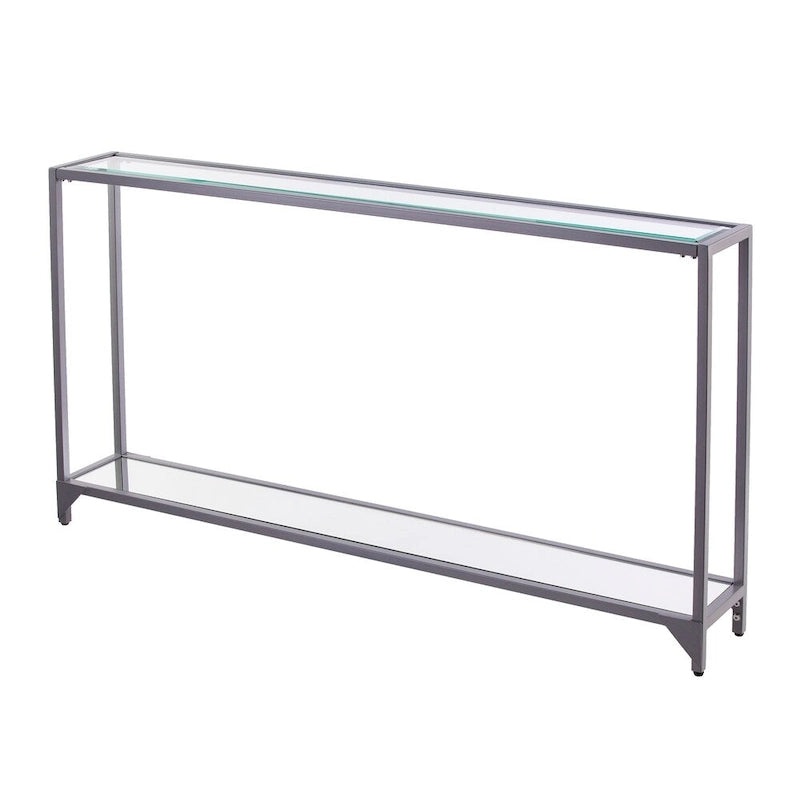 Console étroite en verre trempé et métal — Cadre thermolaqué, finition très brillante