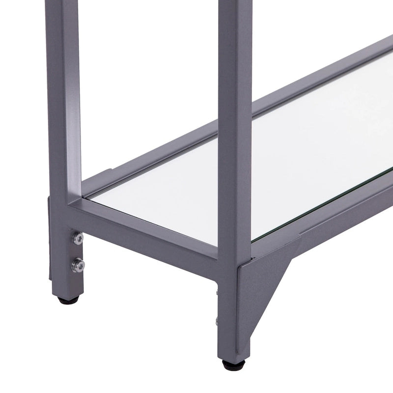 Console étroite en verre trempé et métal — Cadre thermolaqué, finition très brillante