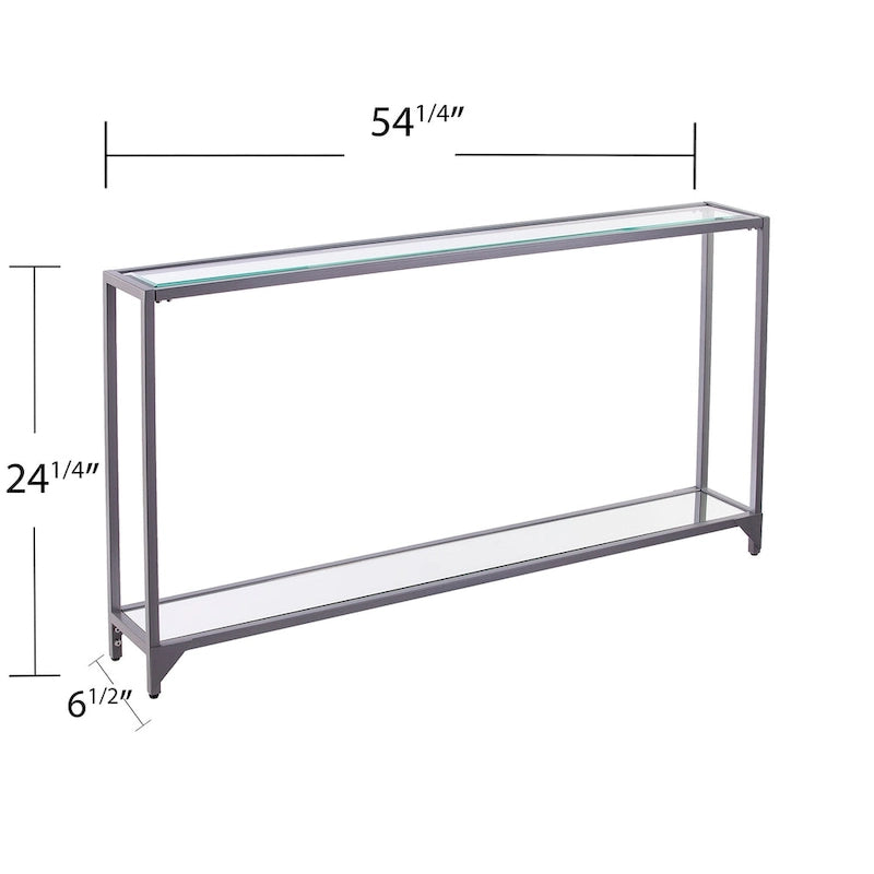 Console étroite en verre trempé et métal — Cadre thermolaqué, finition très brillante