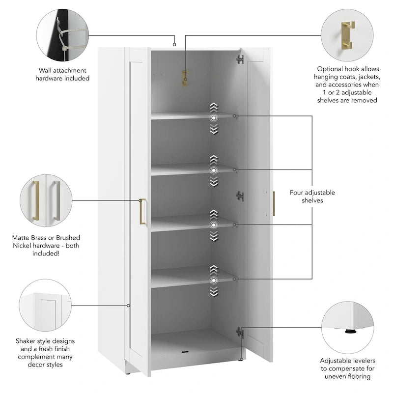 Meuble de rangement haut 30W avec portes et étagères réglables