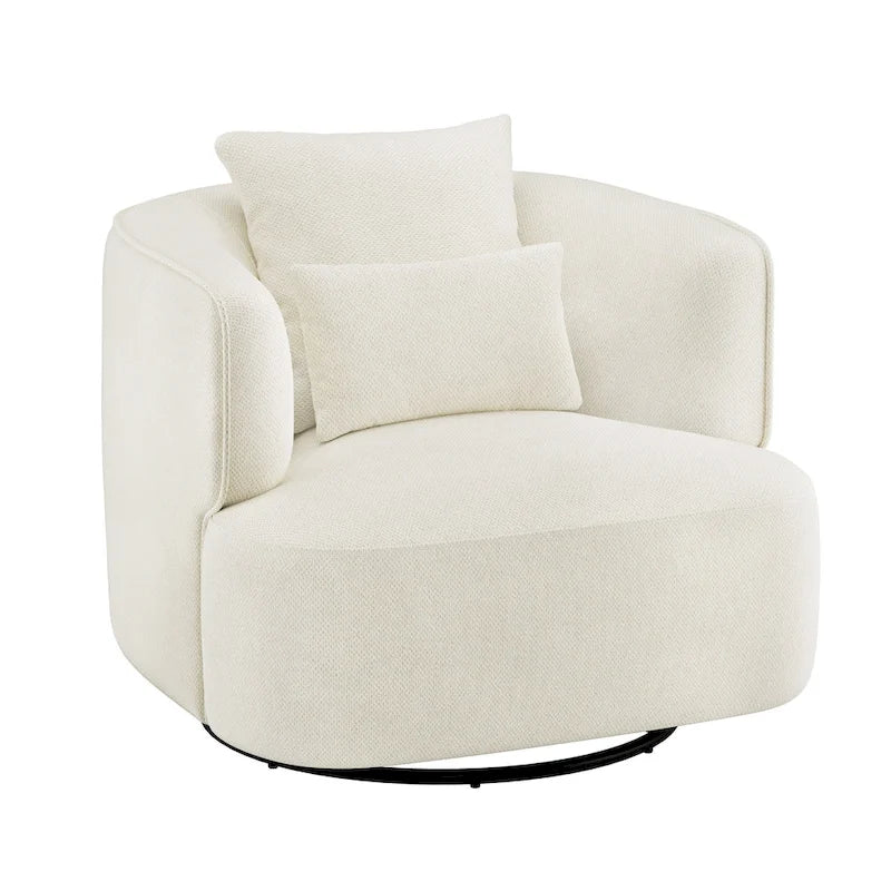 Fauteuil d'appoint pivotant moderne avec rotation à 360° et assise rembourrée