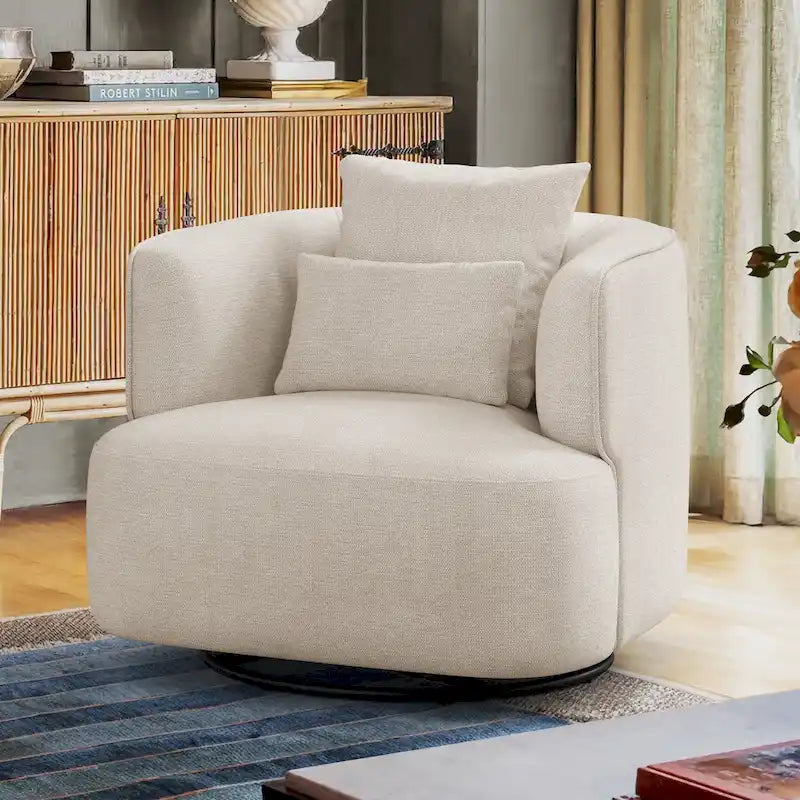Fauteuil d'appoint pivotant moderne avec rotation à 360° et assise rembourrée