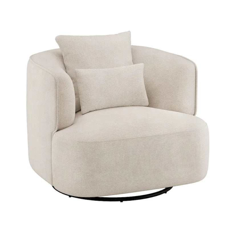 Fauteuil d'appoint pivotant moderne avec rotation à 360° et assise rembourrée