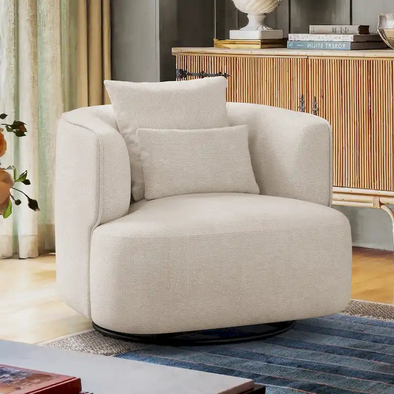 Fauteuil d'appoint pivotant moderne avec rotation à 360° et assise rembourrée