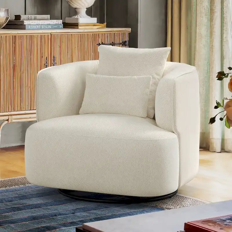 Fauteuil d'appoint pivotant moderne avec rotation à 360° et assise rembourrée