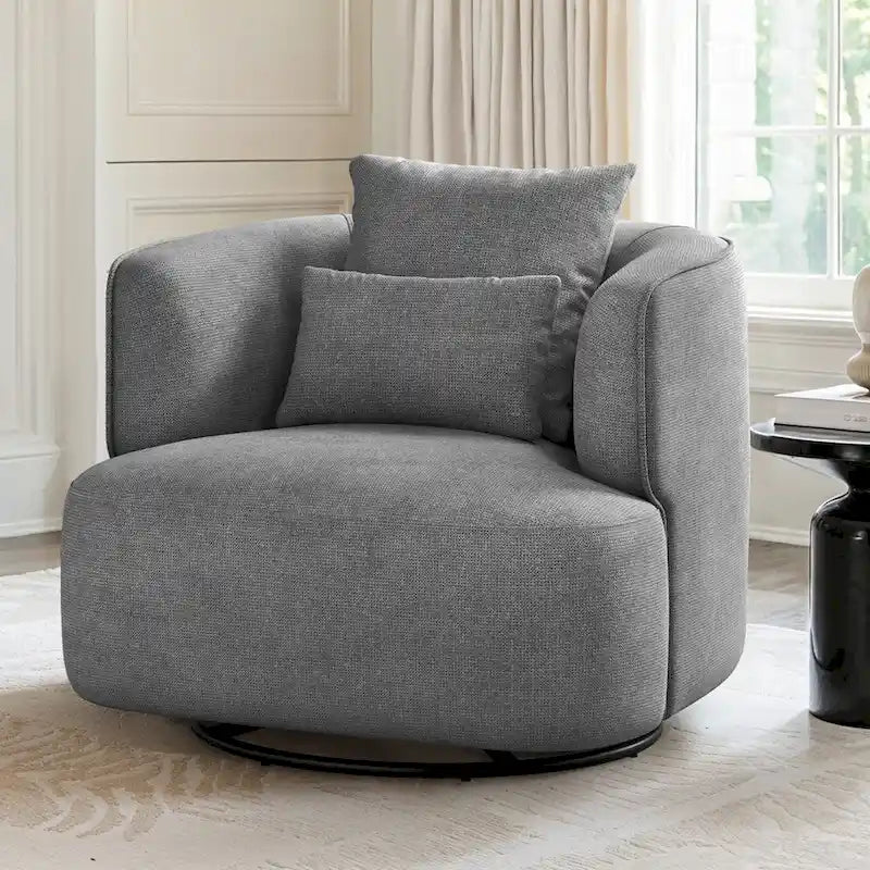 Fauteuil d'appoint pivotant moderne avec rotation à 360° et assise rembourrée