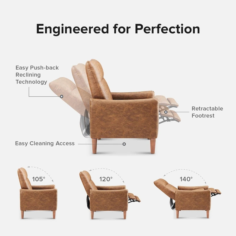 Fauteuil inclinable à dossier haut ergonomique avec repose-pieds rétractable