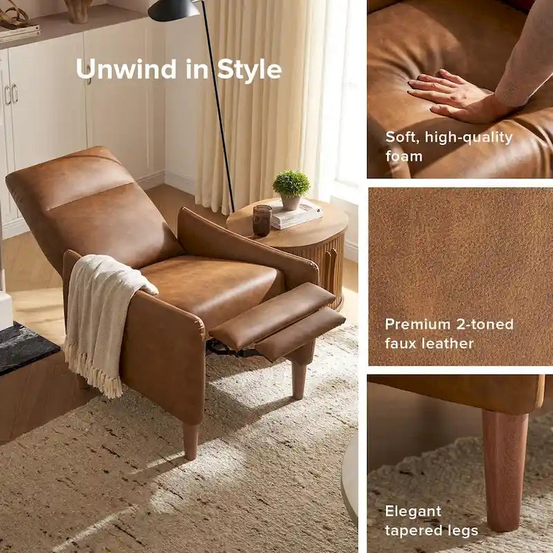 Fauteuil inclinable à dossier haut ergonomique avec repose-pieds rétractable