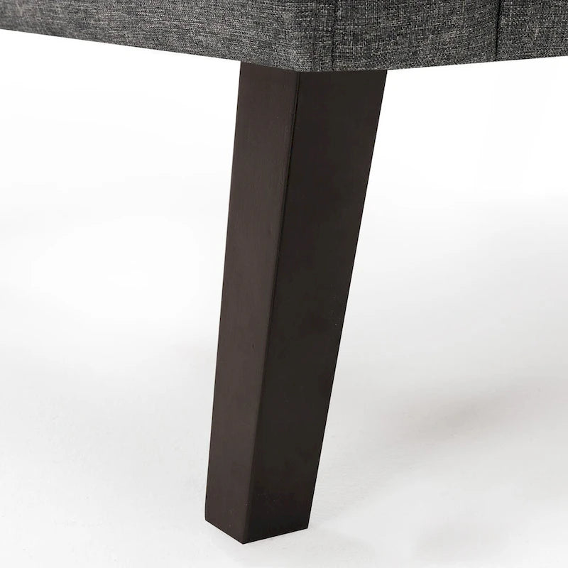 Fauteuil d'appoint rembourré de style Mid-Century — Tissu lin, dossier capitonné et pieds en bois massif