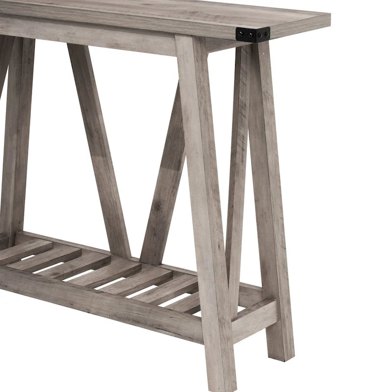 Console étroite avec étagère de rangement à lattes — Table d'entrée, de couloir et de canapé
