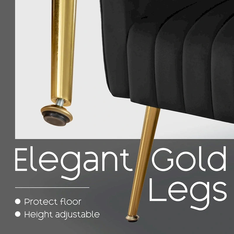 Fauteuil d'appoint dossier haut en velours avec coussin lombaire amovible