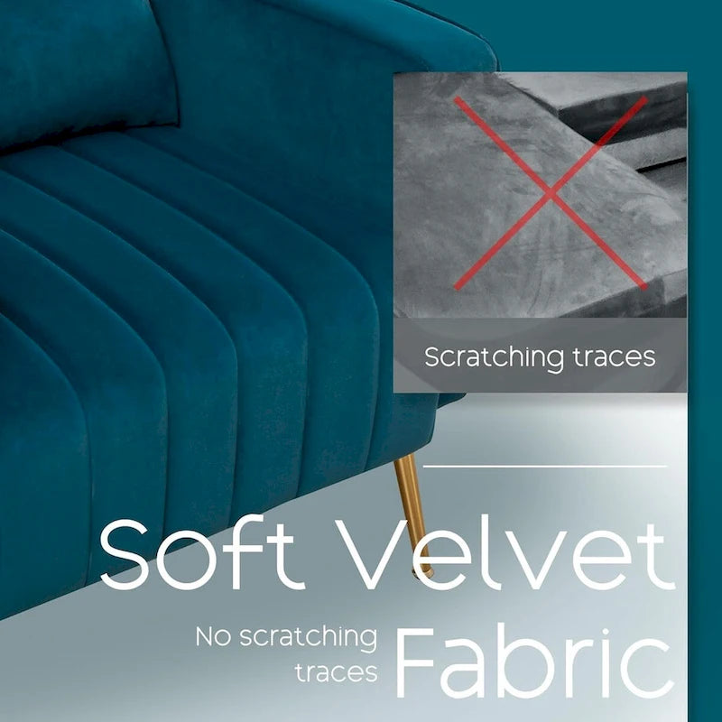 Fauteuil d'appoint dossier haut en velours avec coussin lombaire amovible