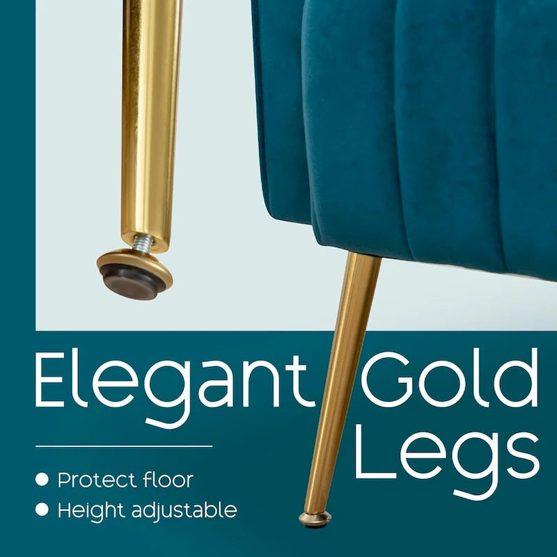 Fauteuil d'appoint dossier haut en velours avec coussin lombaire amovible