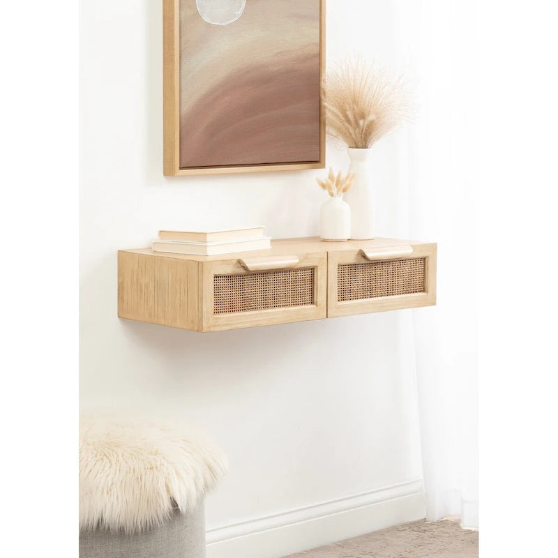 Kate and Laurel Ori Floating Console Rattan - 28x13x6