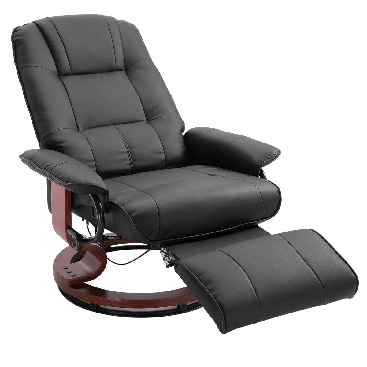 Fauteuil inclinable HomCom en similicuir avec base pivotante manuelle réglable et repose-pieds confortable et relaxant
