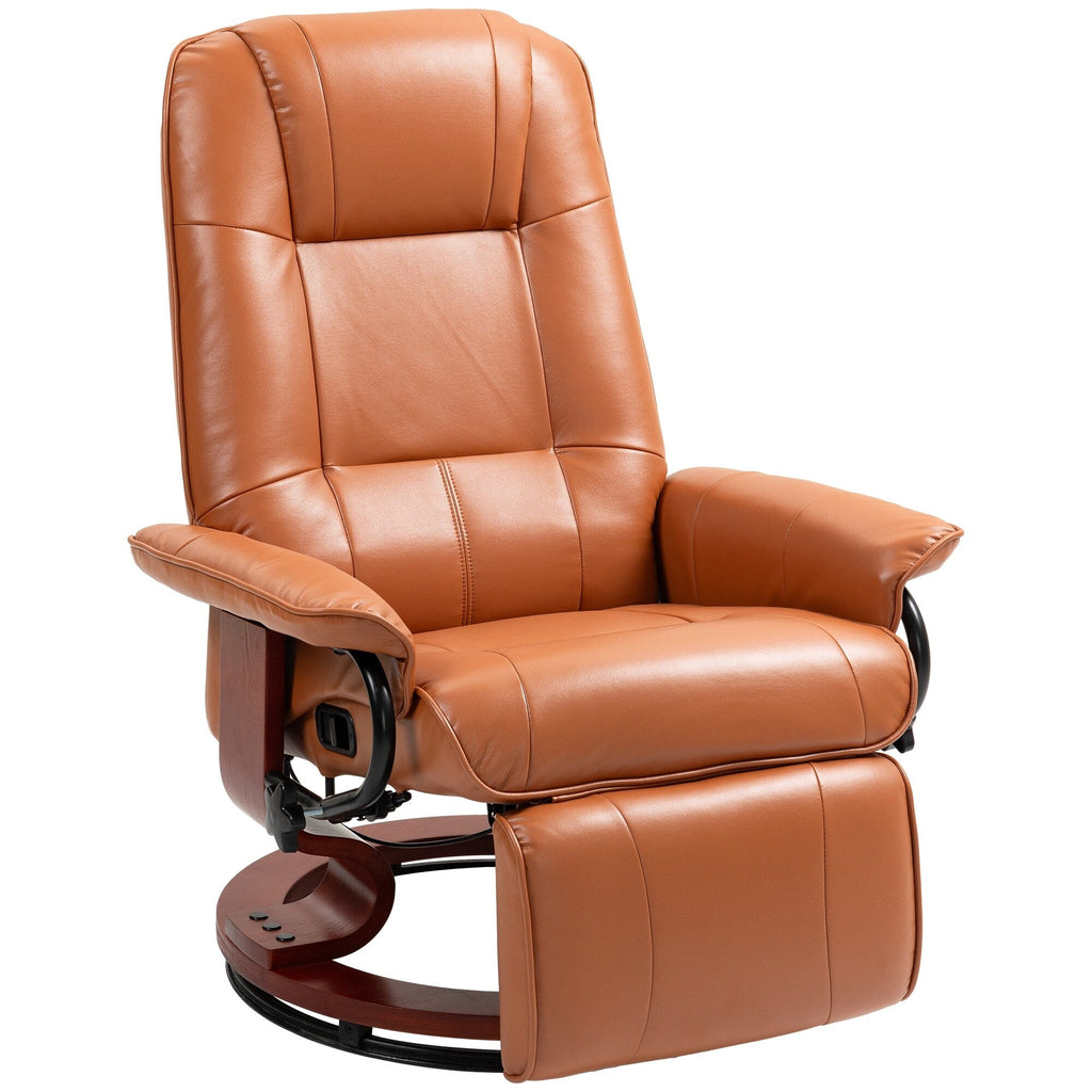 Fauteuil inclinable HomCom en similicuir avec base pivotante manuelle réglable et repose-pieds confortable et relaxant