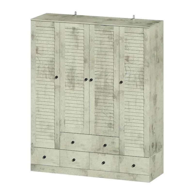 Armoire-penderie autoportante 59 po de large, grand format, blanche